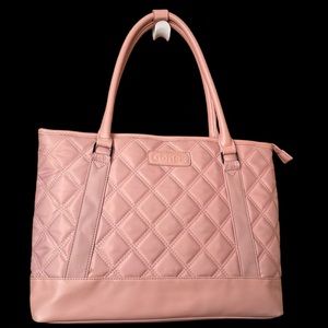 Gonex Quilted Nylon and Faux Leather Pink Carry All Baby Bag